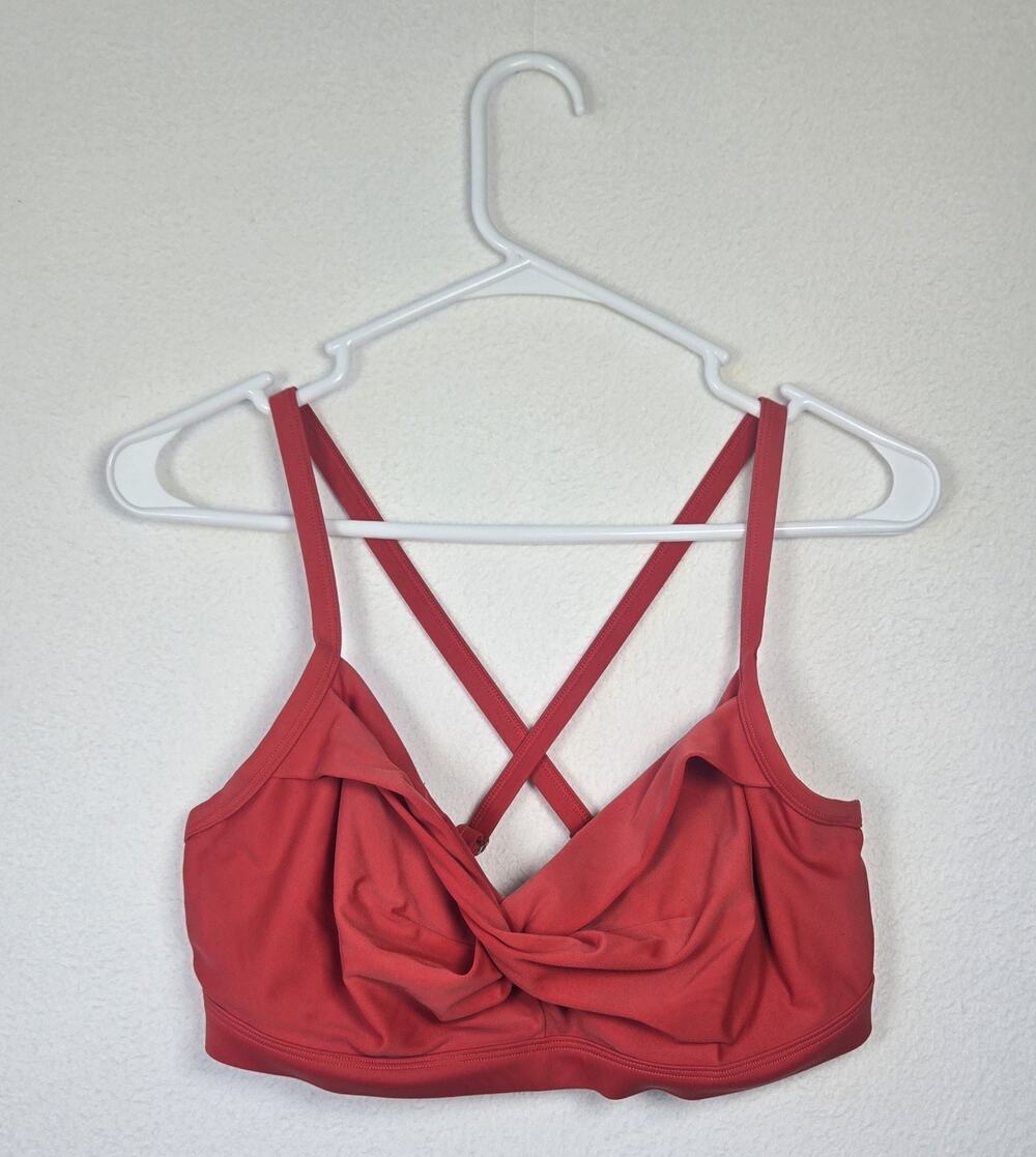 Athleta Twist Up Bikini Top 36D-DD Underwire Full Support Swim Bra Red